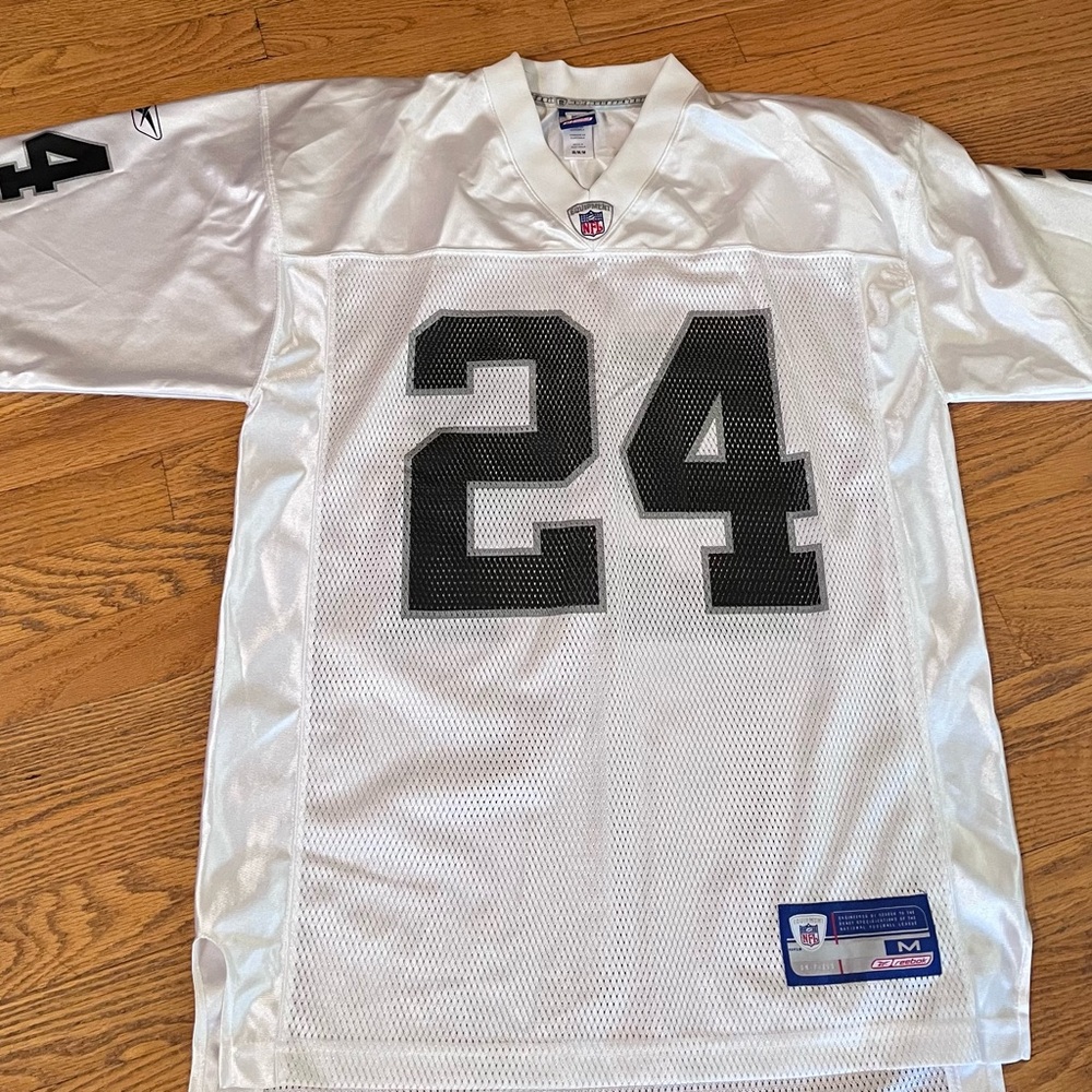 Charles Woodson Vintage  Reebok Raiders White and Black Jersey